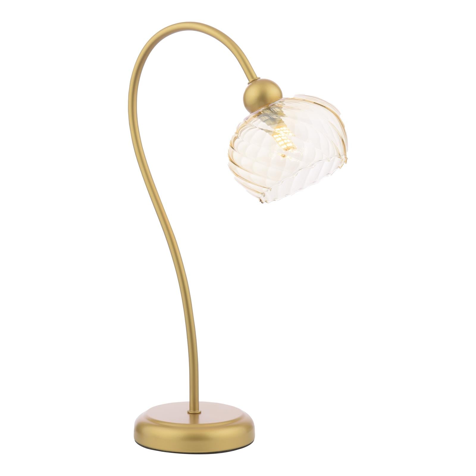 COG4235 Cognac Table Lamp Satin Gold and Champagne Ribbed Glass