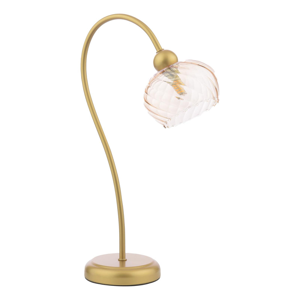 COG4235 Cognac Table Lamp Satin Gold and Champagne Ribbed Glass