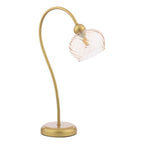 COG4235 Cognac Table Lamp Satin Gold and Champagne Ribbed Glass