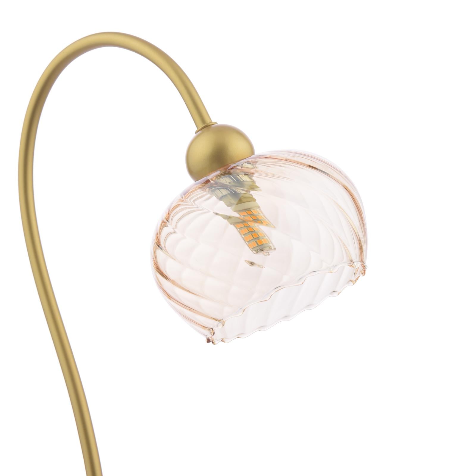 COG4235 Cognac Table Lamp Satin Gold and Champagne Ribbed Glass