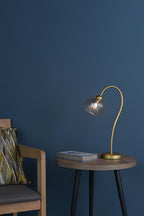 COG4235 Cognac Table Lamp Satin Gold and Champagne Ribbed Glass