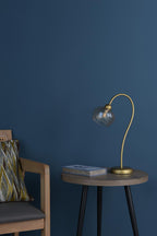 COG4235 Cognac Table Lamp Satin Gold and Champagne Ribbed Glass