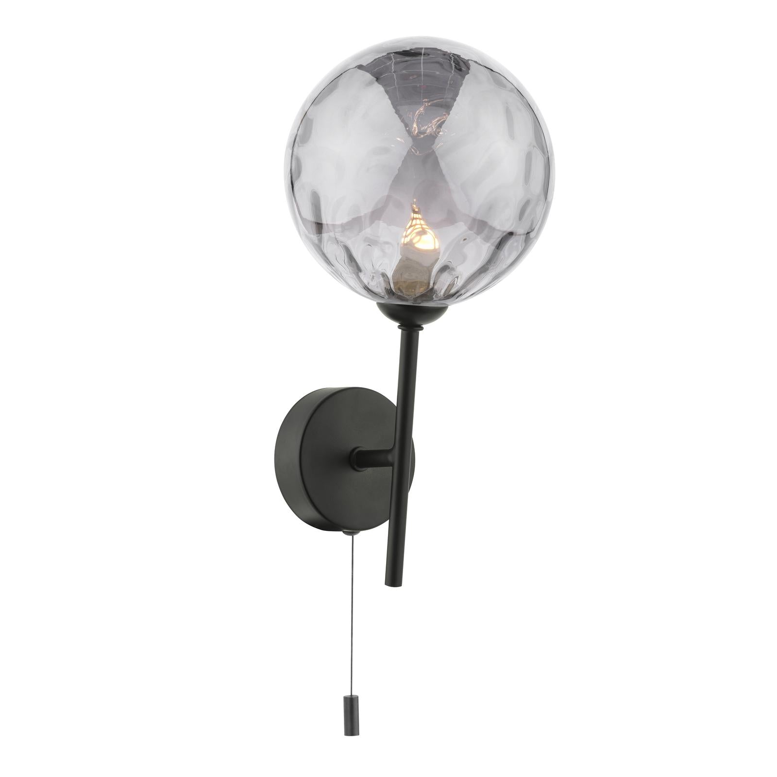COH0722-10 Cohen Wall Light Matt Black With Smoked Dimpled Glass