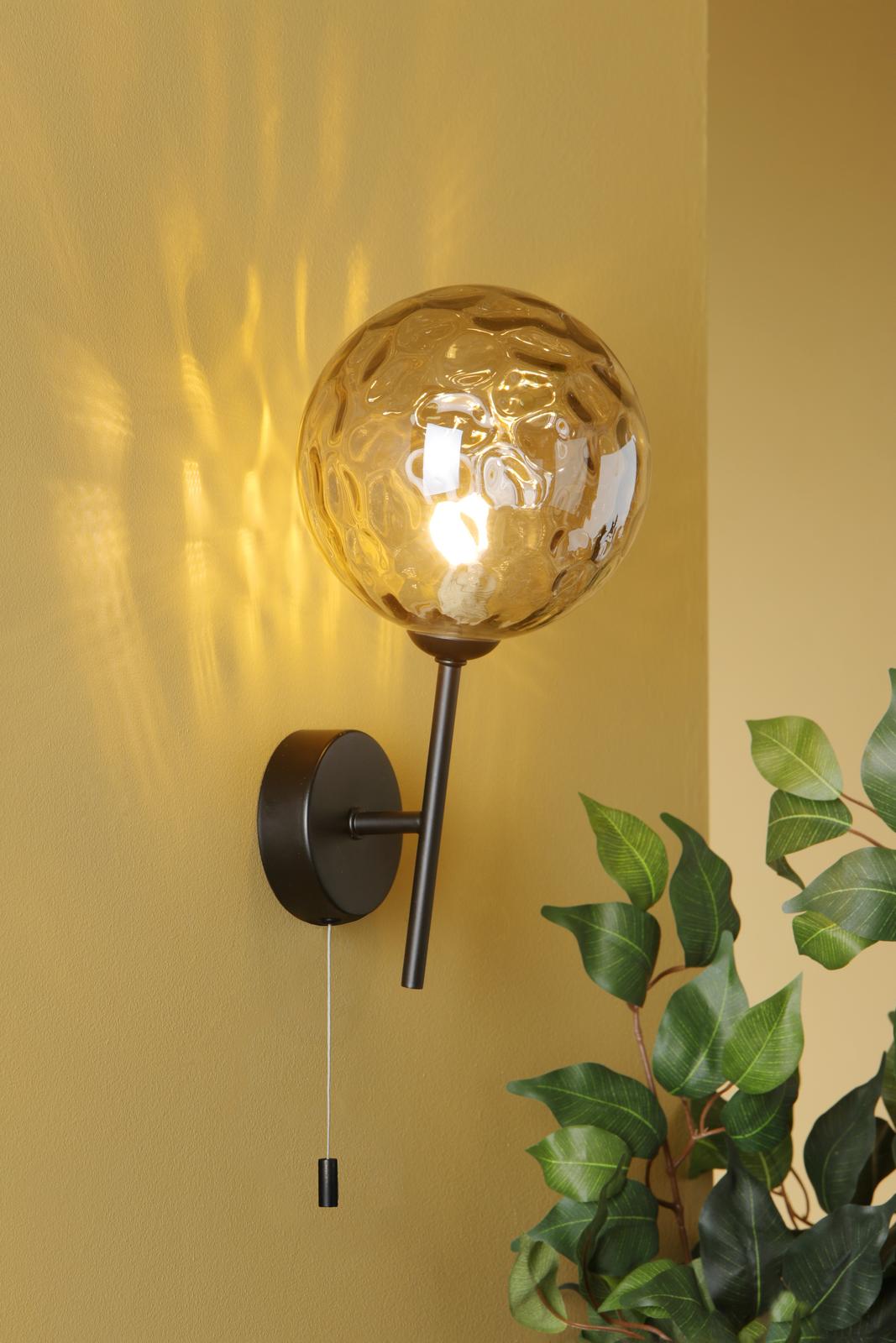 COH0722-10 Cohen Wall Light Matt Black With Smoked Dimpled Glass
