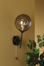COH0722-10 Cohen Wall Light Matt Black With Smoked Dimpled Glass