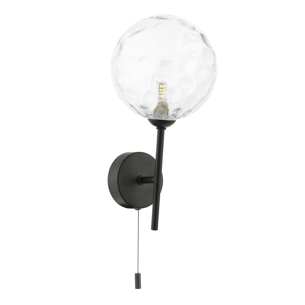 COH0722-12 Cohen Wall Light Matt Black With Clear Dimpled Glass