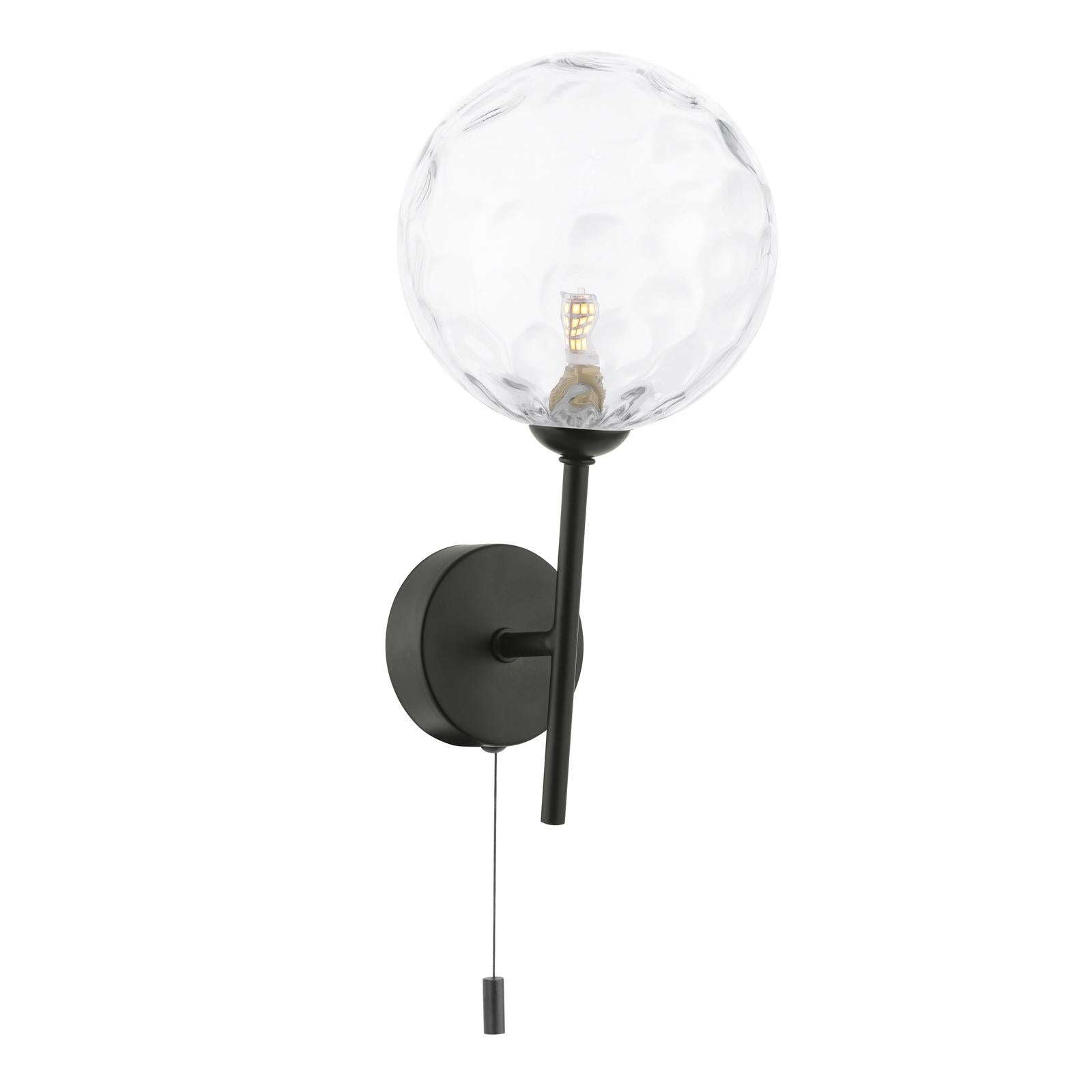 COH0722-12 Cohen Wall Light Matt Black With Clear Dimpled Glass