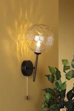 COH0722-12 Cohen Wall Light Matt Black With Clear Dimpled Glass
