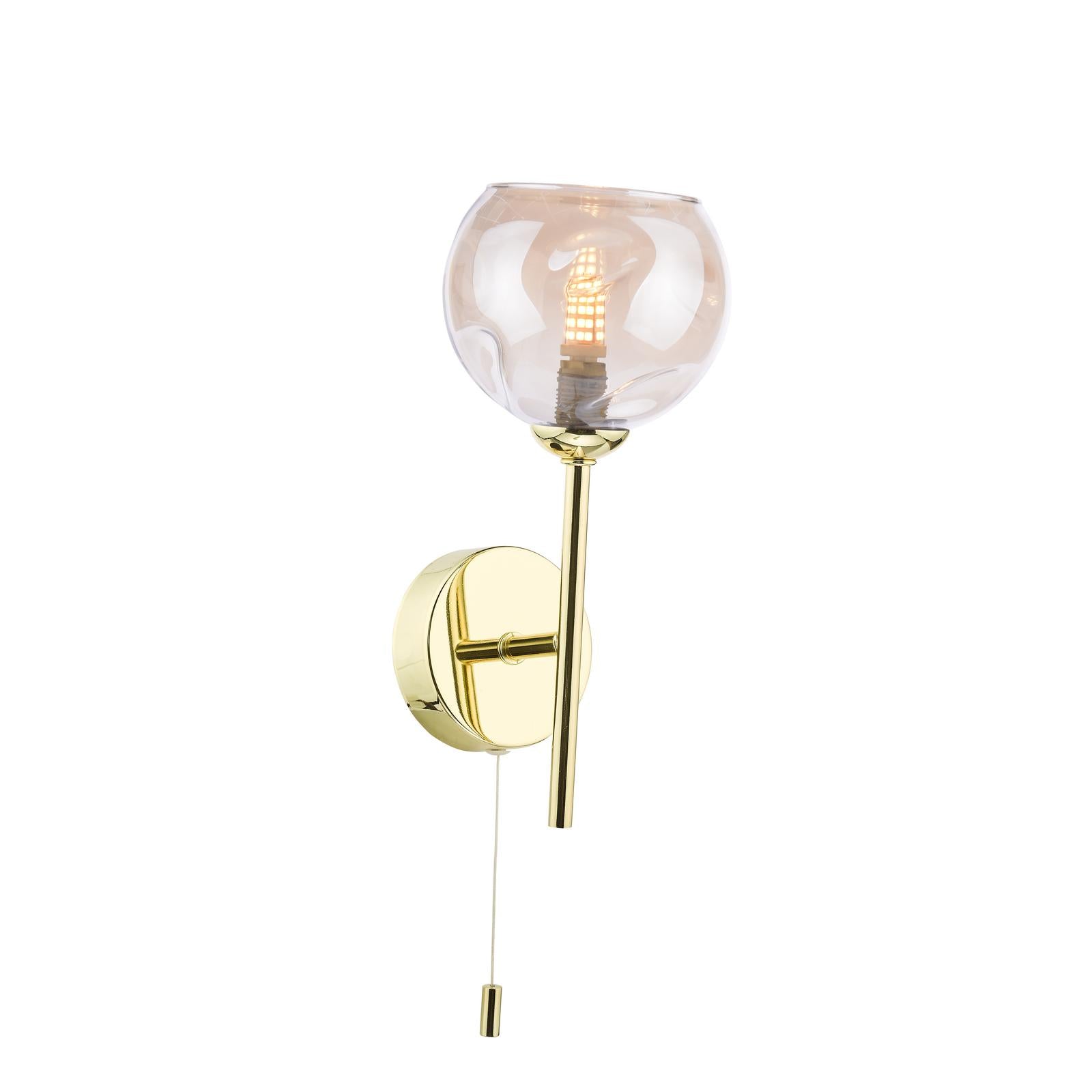 COH0735-16 Cohen Wall Light Polished Gold With Organic Amber Glass