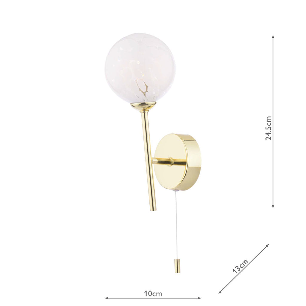 COH0735-17 Cohen Wall Light Polished Gold With White Confetti Glass