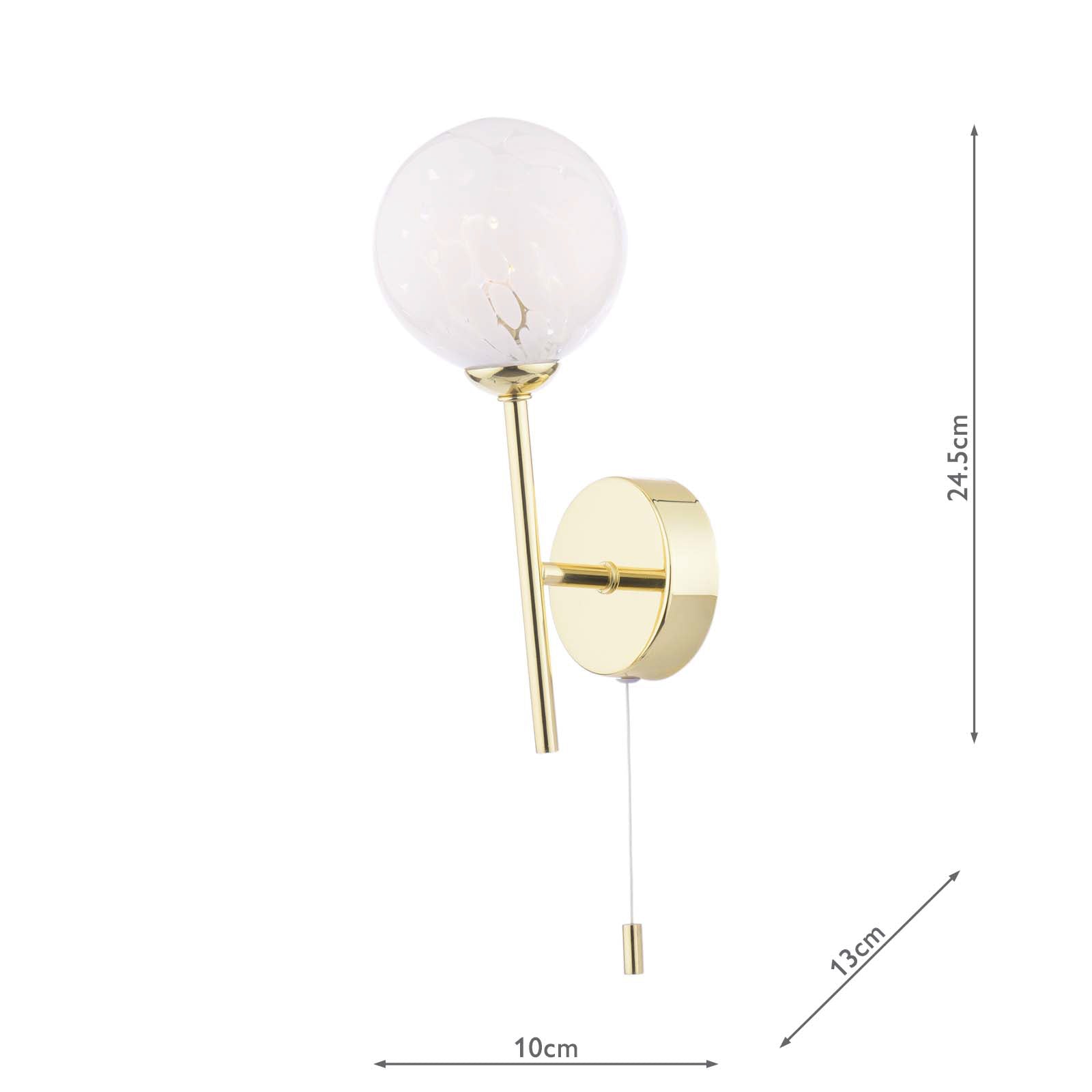COH0735-17 Cohen Wall Light Polished Gold With White Confetti Glass