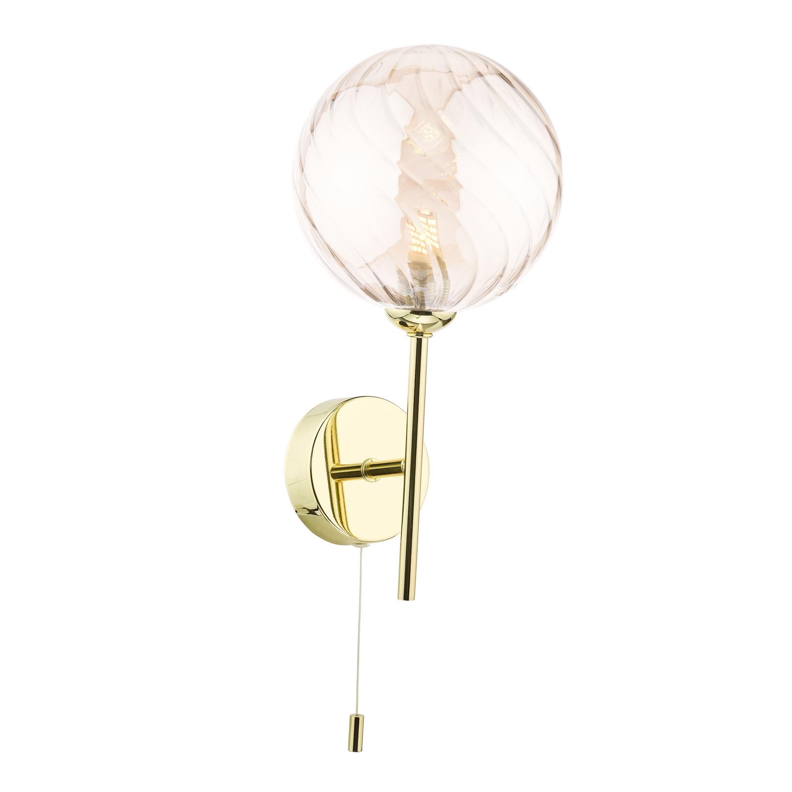 COH0735-26 Cohen Wall Light Polished Gold With Twisted Amber Glass