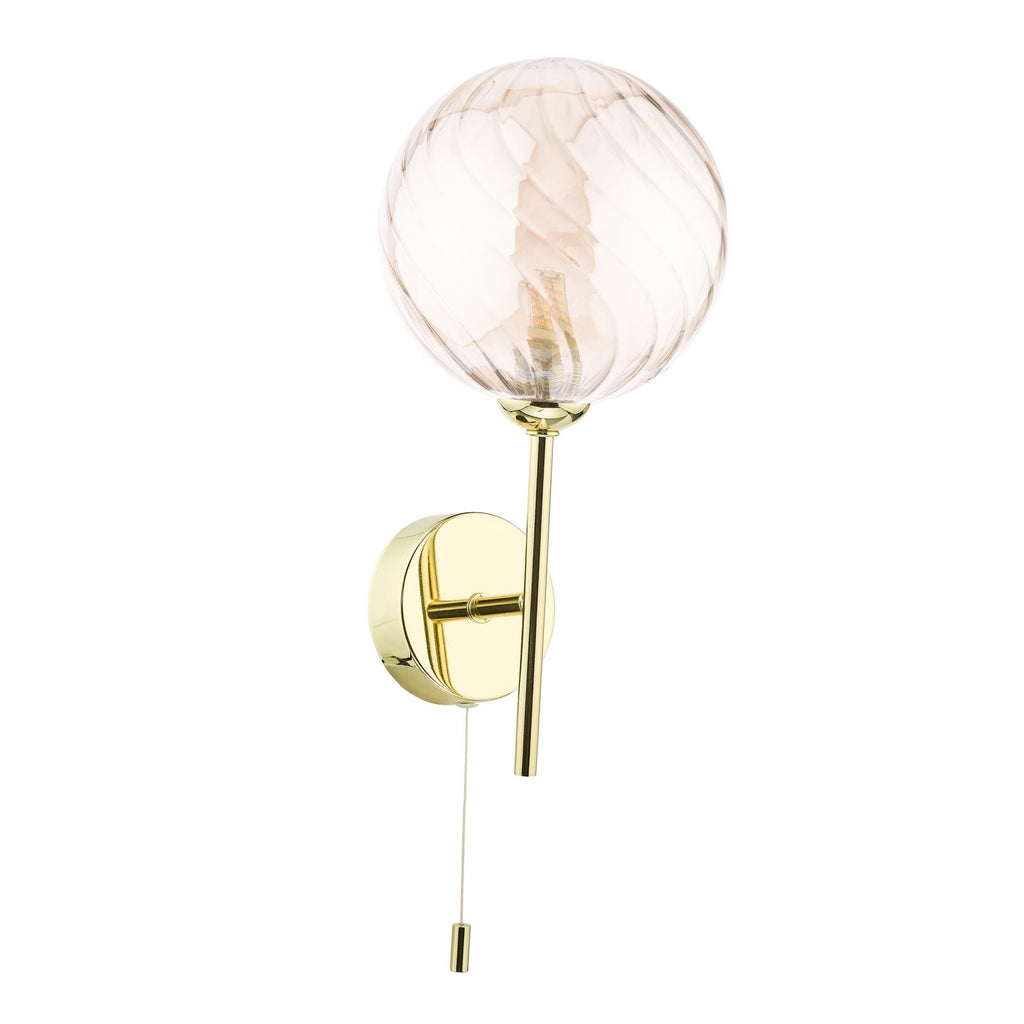 COH0735-26 Cohen Wall Light Polished Gold With Twisted Amber Glass