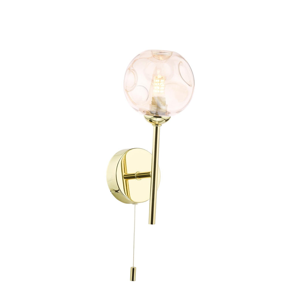 COH0735-27 Cohen Wall Light Polished Gold With Closed Organic Amber  Glass