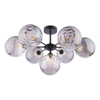 COH3422-10 Cohen 7 Light Pendant Matt Black With Smoked Dimpled Glass