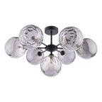 COH3422-10 Cohen 7 Light Pendant Matt Black With Smoked Dimpled Glass