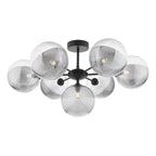 COH3422-19 Cohen 7 Light Pendant Matt Black With Smoked/Clear Ribbed Glass
