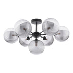 COH3422-19 Cohen 7 Light Pendant Matt Black With Smoked/Clear Ribbed Glass