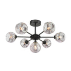 COH3422-28 Cohen 7 Light Pendant Matt Black With Closed Organic Smoked Glass