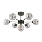 COH3422-28 Cohen 7 Light Pendant Matt Black With Closed Organic Smoked Glass