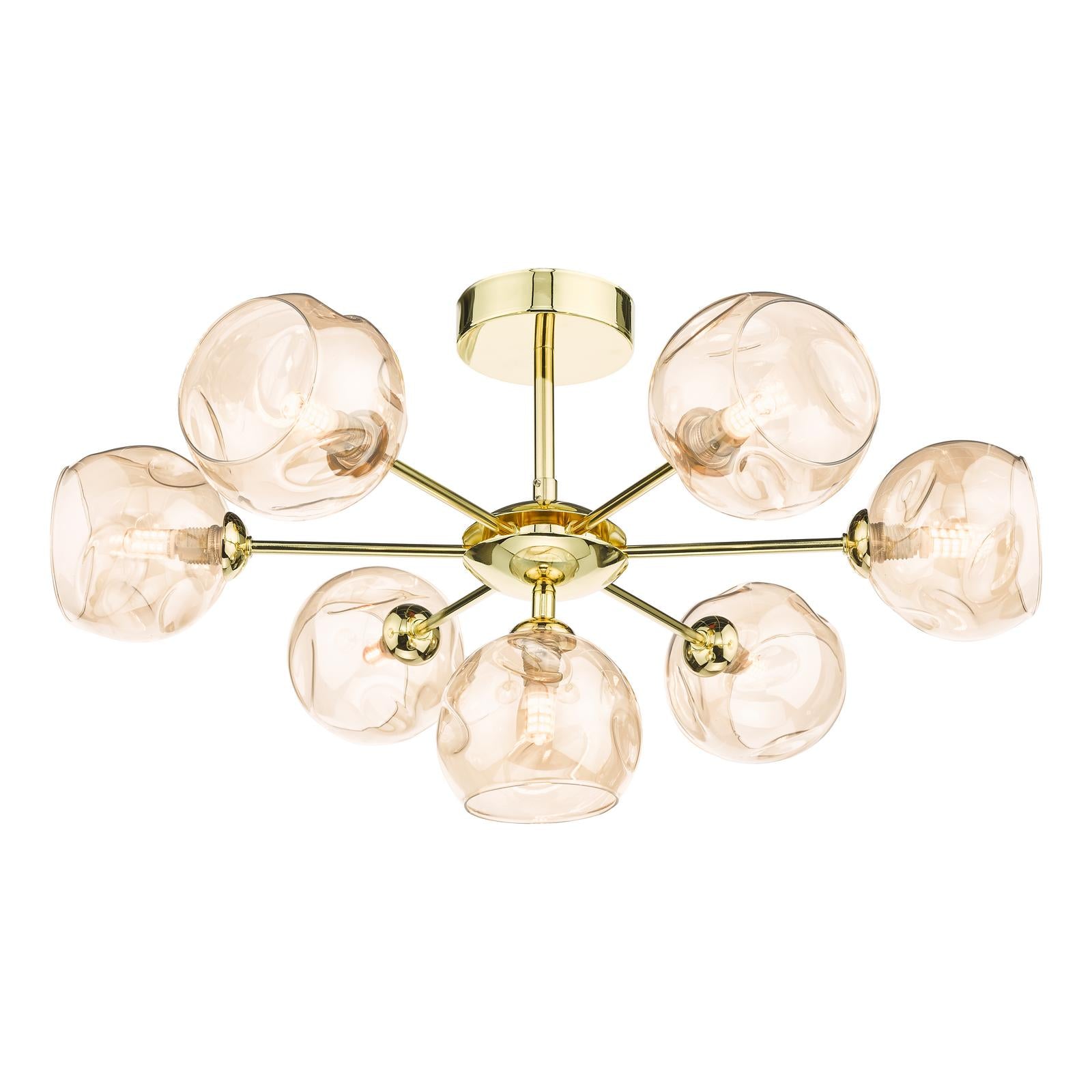 COH3435-16 Cohen 7 Light Semi Flush Polished Gold With Organic Amber Glass