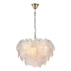 COU2375 Courtney 10 Light Pendant Textured Glass and Antique Brass