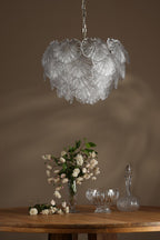 COU2375 Courtney 10 Light Pendant Textured Glass and Antique Brass