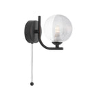 CRA0722-18 Cradle Wall Light Matt Black With Smoked/Clear Ribbed Glass