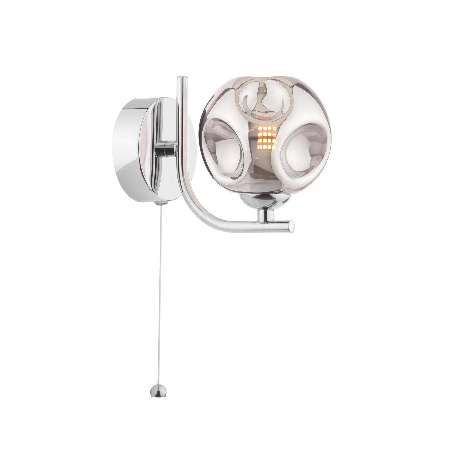 CRA0750-28 Cradle Wall Light Polished Chrome With Closed Organic Smoked Glass
