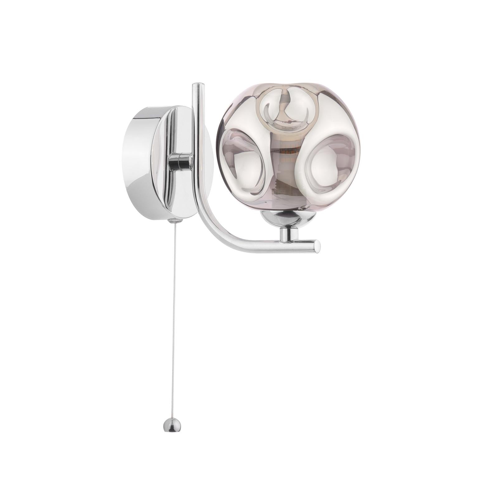 CRA0750-28 Cradle Wall Light Polished Chrome With Closed Organic Smoked Glass