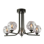 CRA5422-28 Cradle 5 Light Semi Flush Matt Black With Closed Organic Smoked Glass