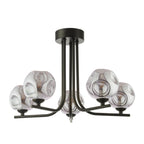 CRA5422-28 Cradle 5 Light Semi Flush Matt Black With Closed Organic Smoked Glass