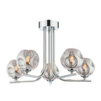 CRA5450-28 Cradle 5 Light Semi Flush Polished Chrome With Closed Organic Smoked Glass