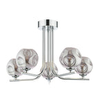 CRA5450-28 Cradle 5 Light Semi Flush Polished Chrome With Closed Organic Smoked Glass