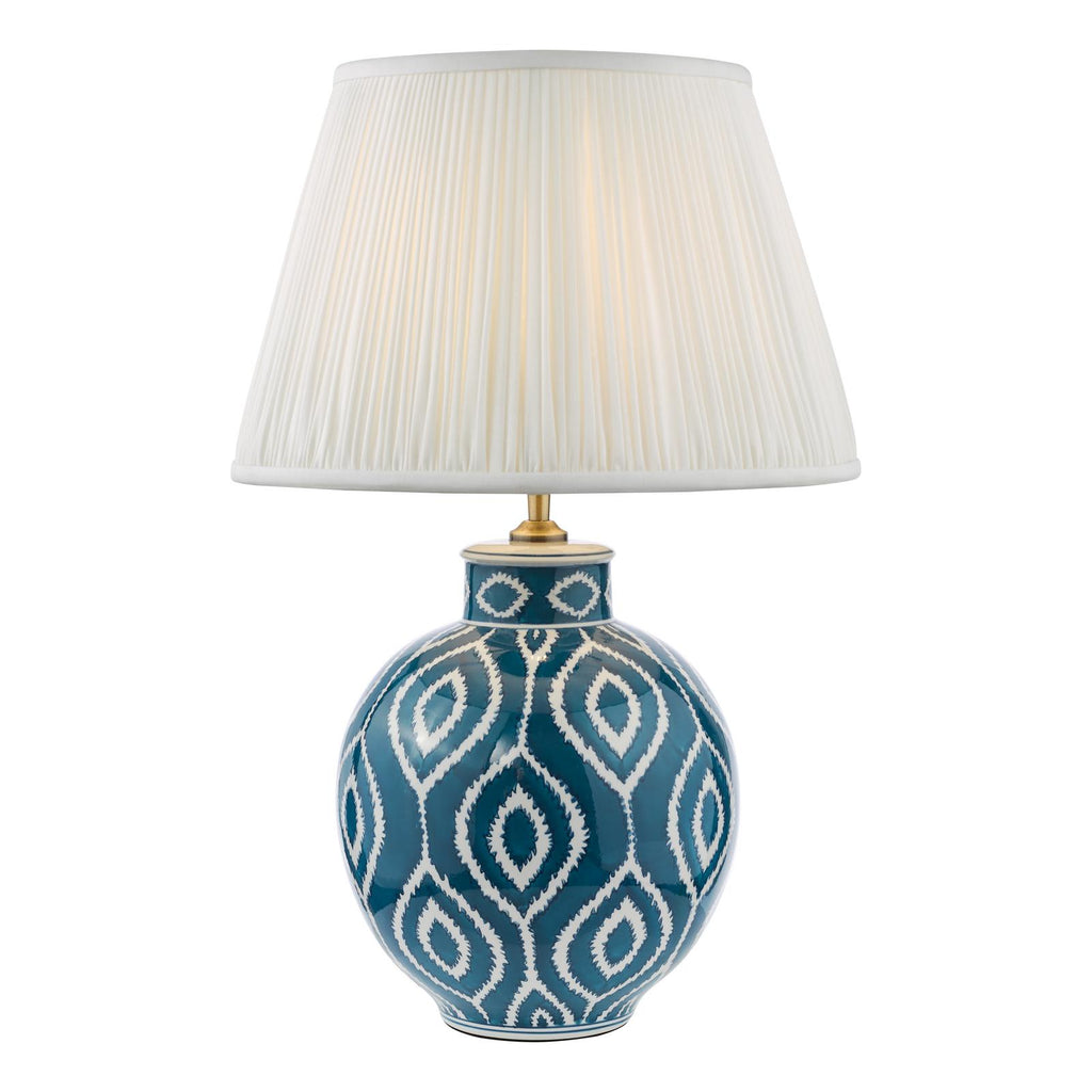 DAK4223-ULY1615 Dakari Table Lamp Blue Ceramic and Antique Brass With Shade