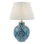 DAK4223-ULY1615 Dakari Table Lamp Blue Ceramic and Antique Brass With Shade