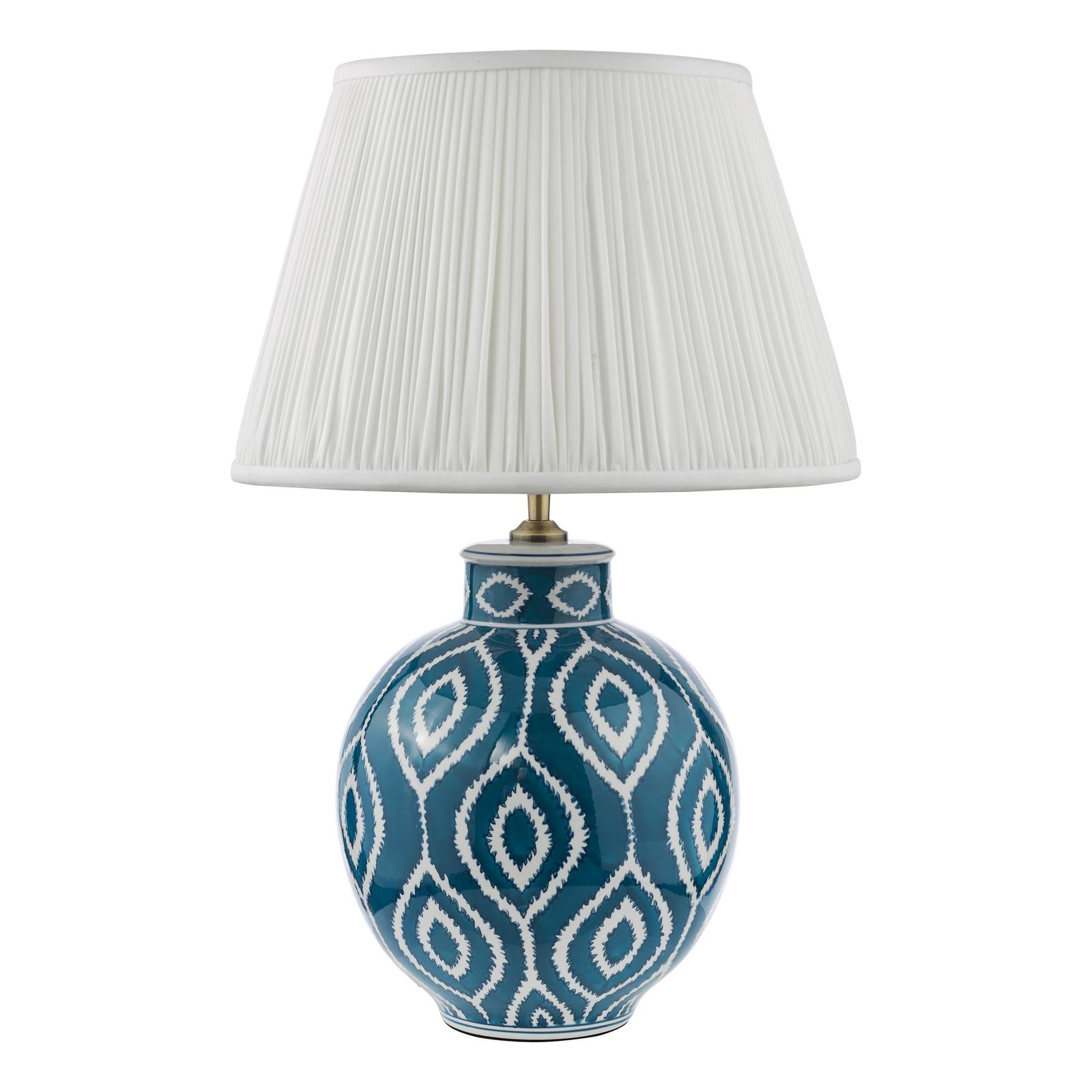 DAK4223-ULY1615 Dakari Table Lamp Blue Ceramic and Antique Brass With Shade