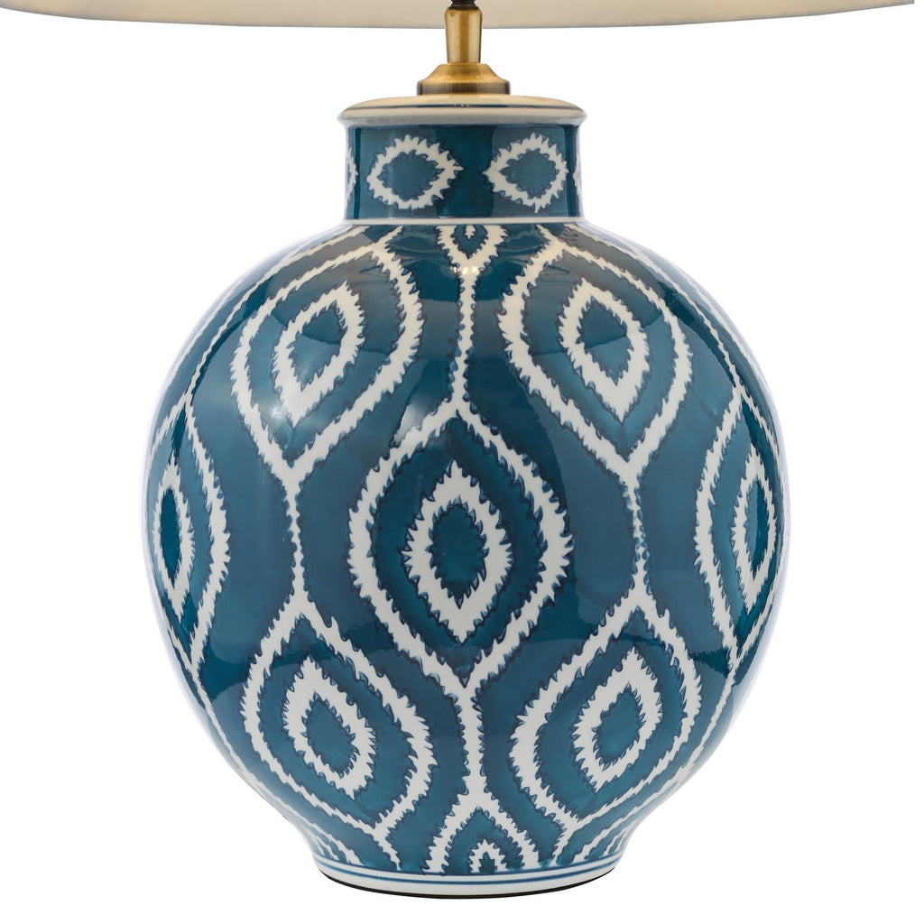 DAK4223-ULY1615 Dakari Table Lamp Blue Ceramic and Antique Brass With Shade