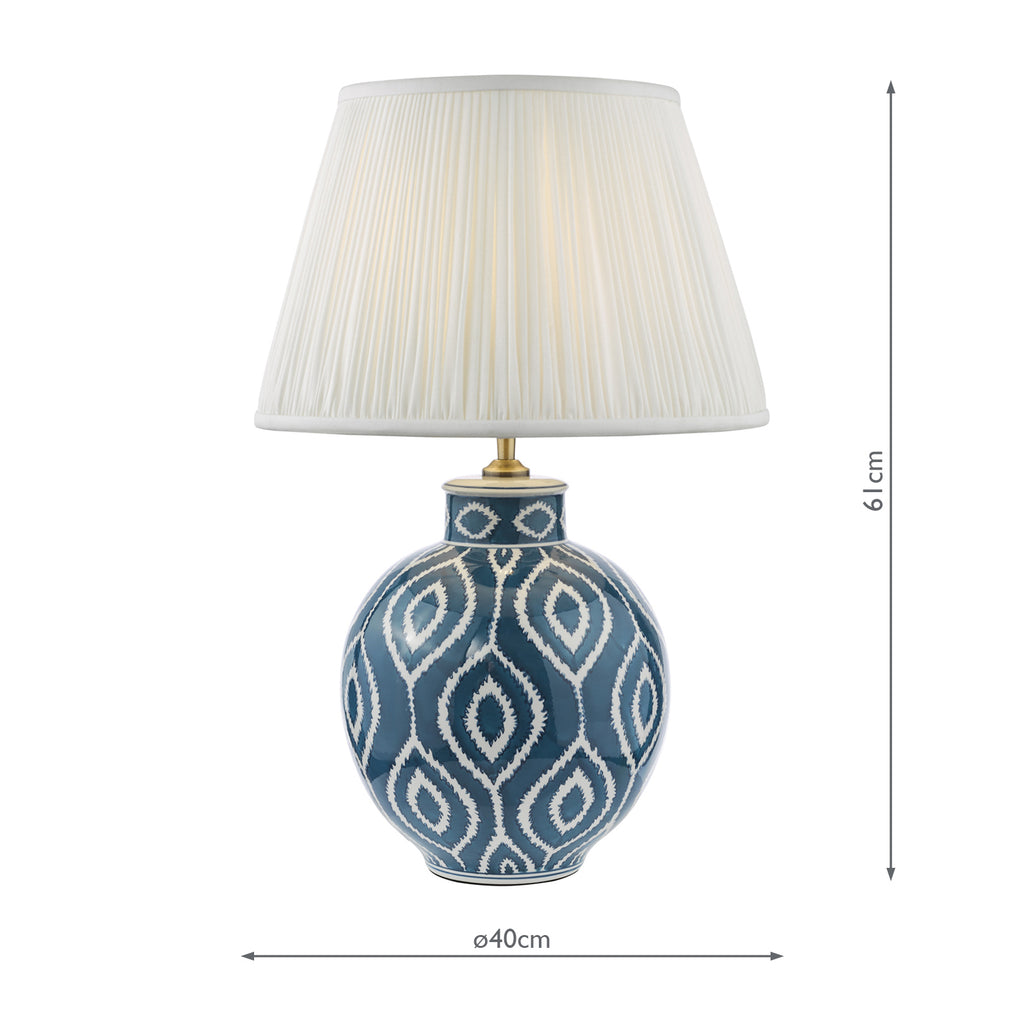 DAK4223-ULY1615 Dakari Table Lamp Blue Ceramic and Antique Brass With Shade
