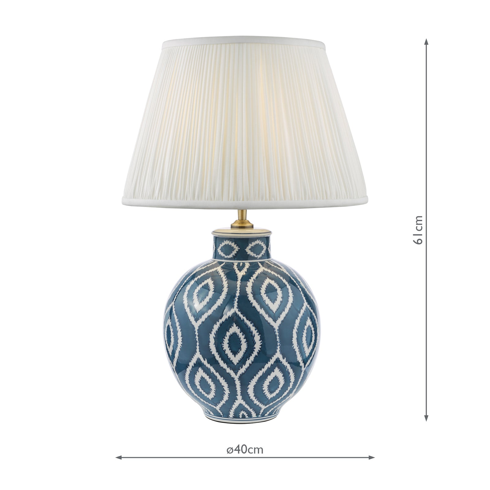 DAK4223-ULY1615 Dakari Table Lamp Blue Ceramic and Antique Brass With Shade