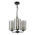 DAY0322 Daylin 3 Light Pendant Satin Black and Smoked Ribbed Glass