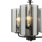 DAY0322 Daylin 3 Light Pendant Satin Black and Smoked Ribbed Glass