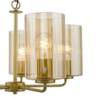 DAY0535 Daylin 5 Light Pendant Satin Gold and Amber Ribbed Glass