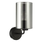 DAY0722 Daylin Wall Light Satin Black and Smoked Ribbed Glass