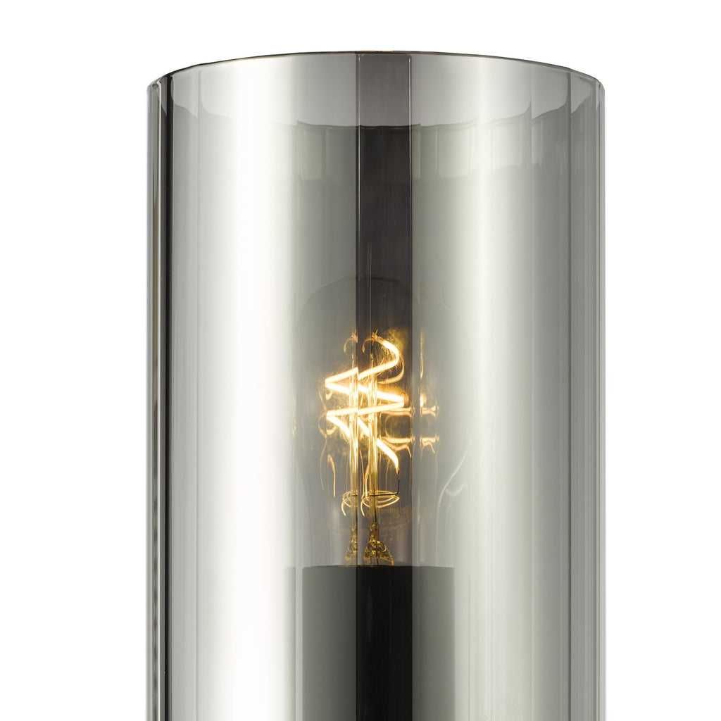 DAY0722 Daylin Wall Light Satin Black and Smoked Ribbed Glass