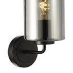 DAY0722 Daylin Wall Light Satin Black and Smoked Ribbed Glass