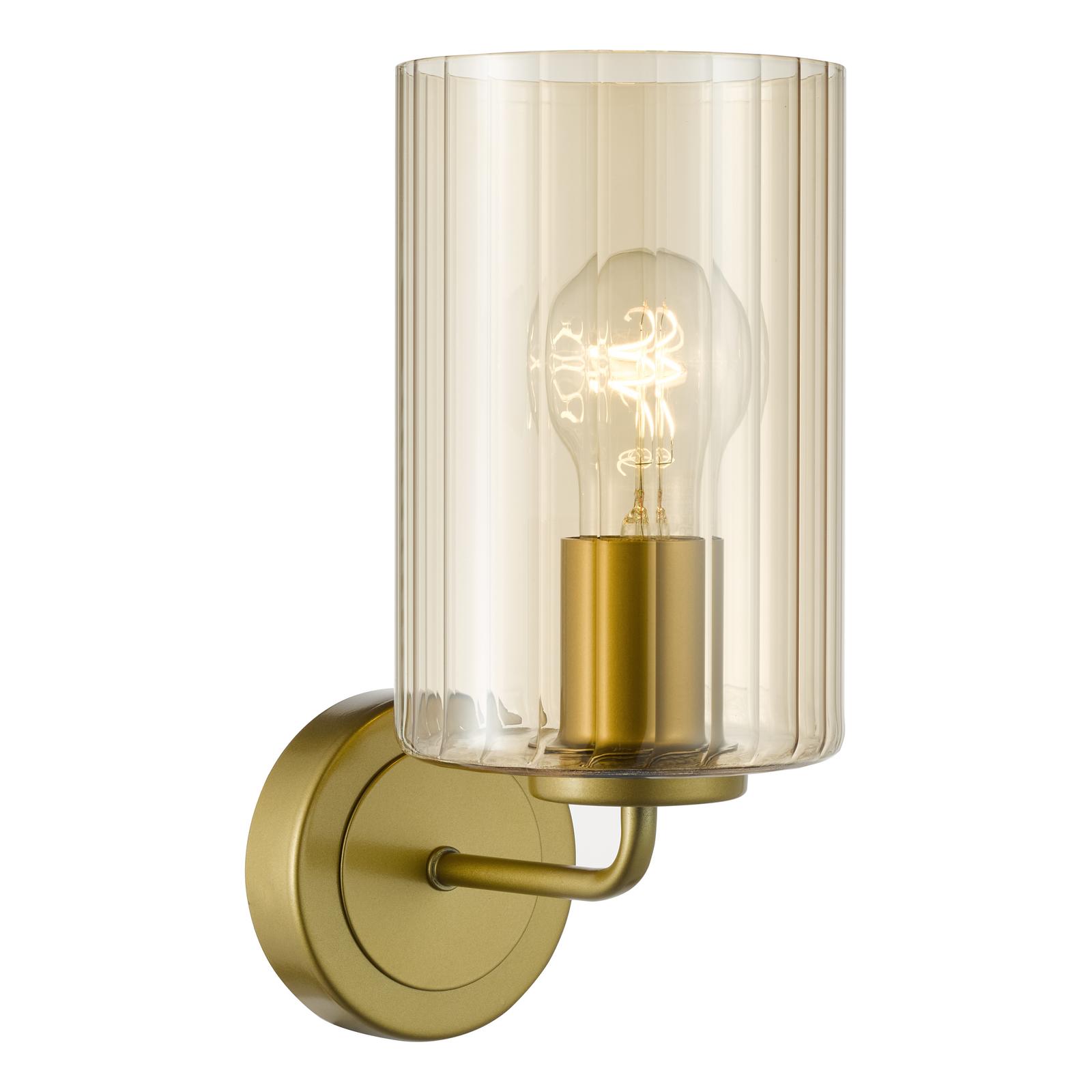 DAY0735 Daylin Wall Light Satin Gold and Amber Ribbed Glass