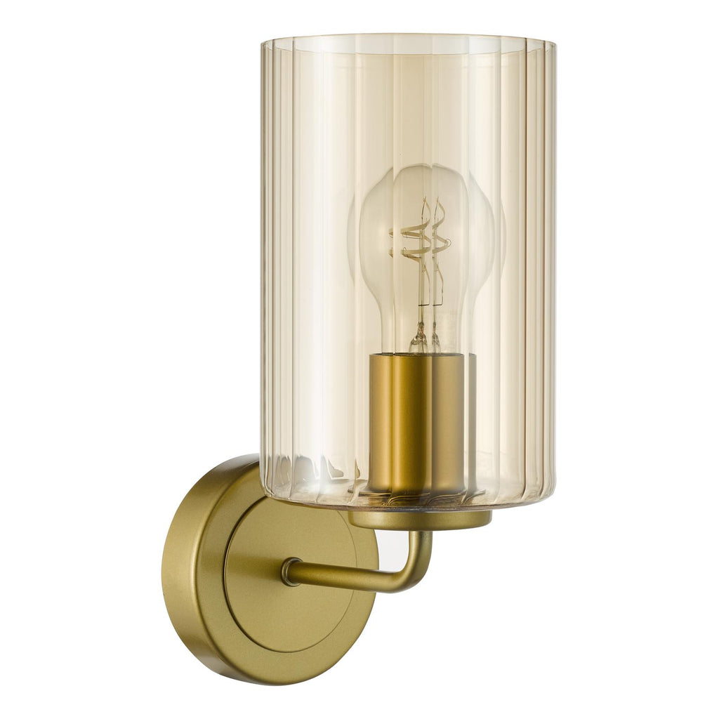 DAY0735 Daylin Wall Light Satin Gold and Amber Ribbed Glass