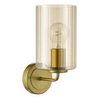DAY0735 Daylin Wall Light Satin Gold and Amber Ribbed Glass
