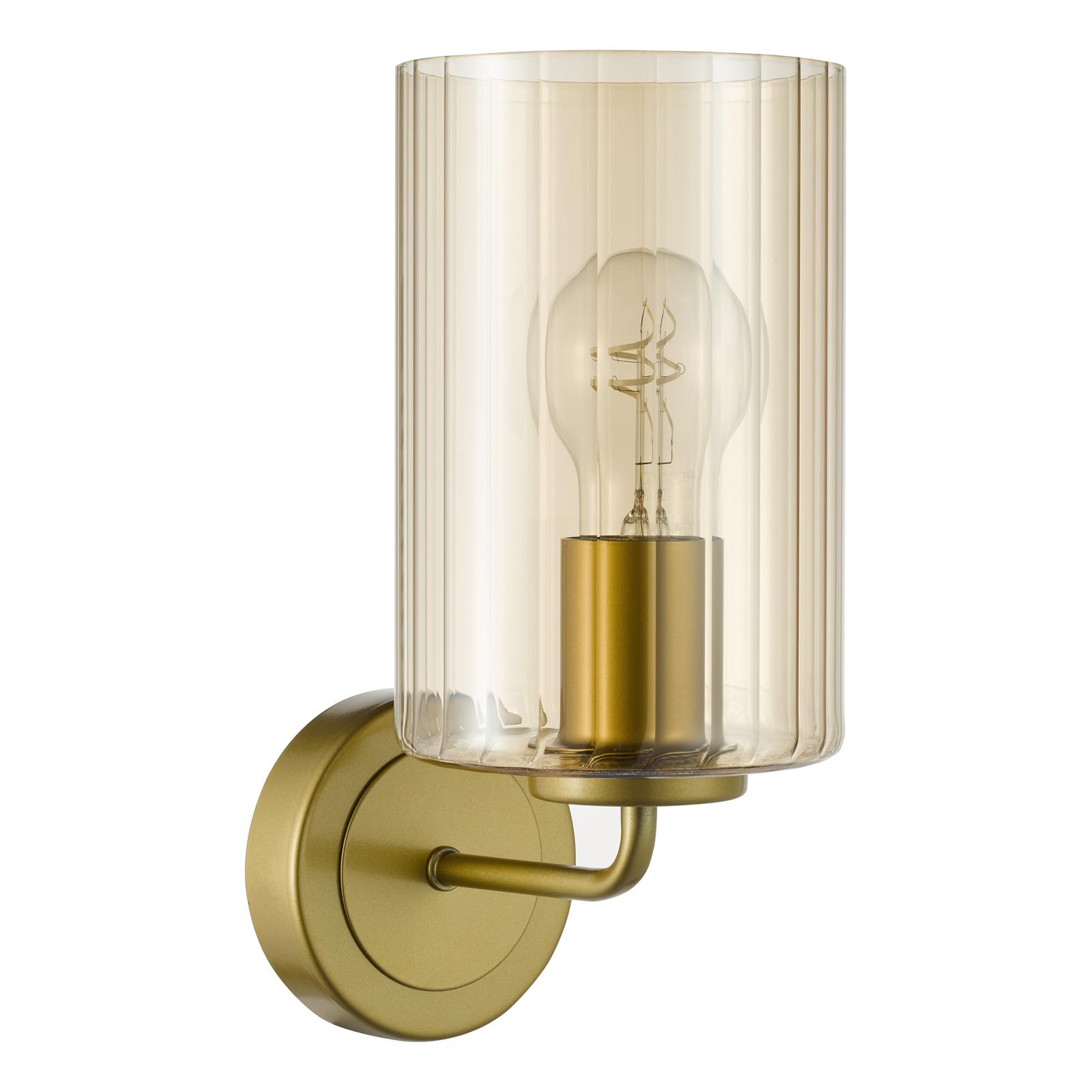 DAY0735 Daylin Wall Light Satin Gold and Amber Ribbed Glass